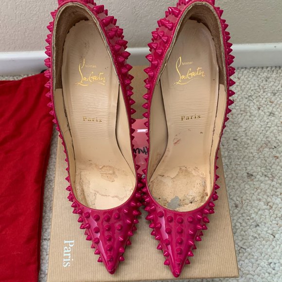Christian Louboutin Pigalle Spikes 120 Patent Pink Grenadine Sz 41 EU / 11 US - Picture 7 of 16